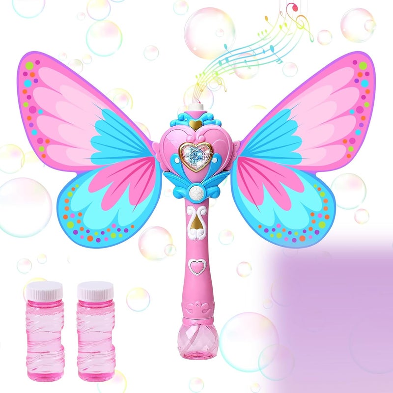 Bubble Maker Machine for Kids, Handheld Bubble Blower Toy with Light and Music for Parties, Weddings, Outdoor and Indoor, 500+ Bubbles Per Minute Bubble Maker with Bubble Solution - Image 1